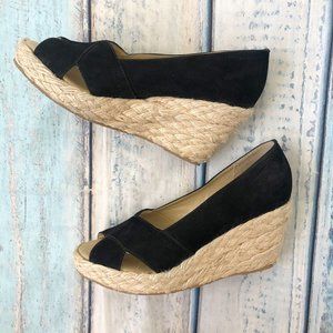 NWOT Black Suede Espadrilles 3" heel open toe Matisse RITA Size 10